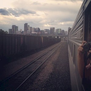 Our train rolling into the Mile High City on Saturday evening. Photo by Maicolm Kenton.