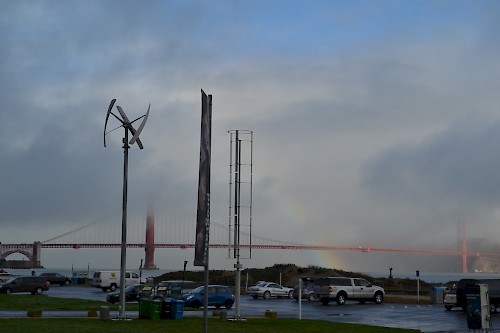 Rainbow over the Golden Gate Bridge, as seen from the Crissy Field Center.
