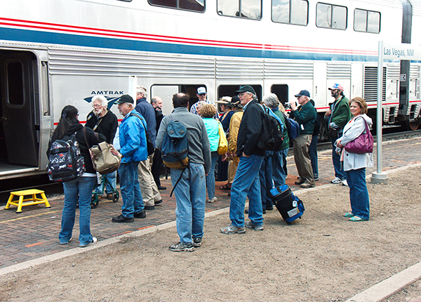 Passengers wait to board the westbound Chief at Las Vegas, NM on Train Day.