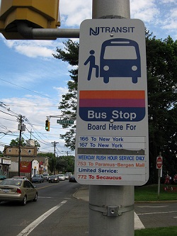 NJT bus stop in Bergenfield, NJ. Photo by jasonik on Flickr.com.
