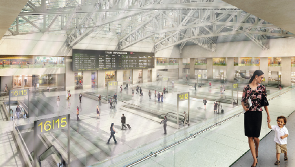 Rendering of a renovated Moynihan Station